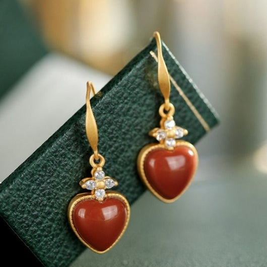 Aretes de Ágata Roja en Forma de Corazón - Joyería del Amor - Image 11