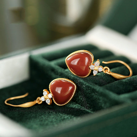 Aretes de Ágata Roja en Forma de Corazón - Joyería del Amor - Image 7