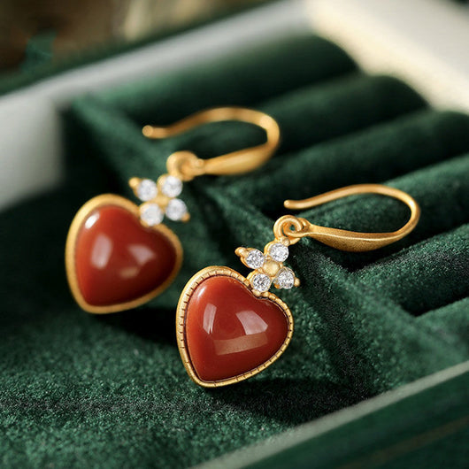 Aretes de Ágata Roja en Forma de Corazón - Joyería del Amor - Image 6