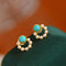 Aretes de Turquesa con Perla - Diseño Circular Elegante