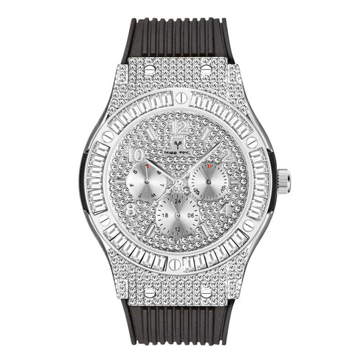 Reloj para Hombre con Banda de Silicona y Cristales Brillantes - Image 5