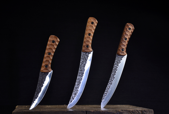 Set de 3 Cuchillos de Carnicero con Mango de Palo de Rosa