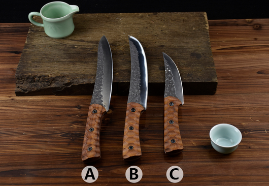 Set de 3 Cuchillos de Carnicero con Mango de Palo de Rosa