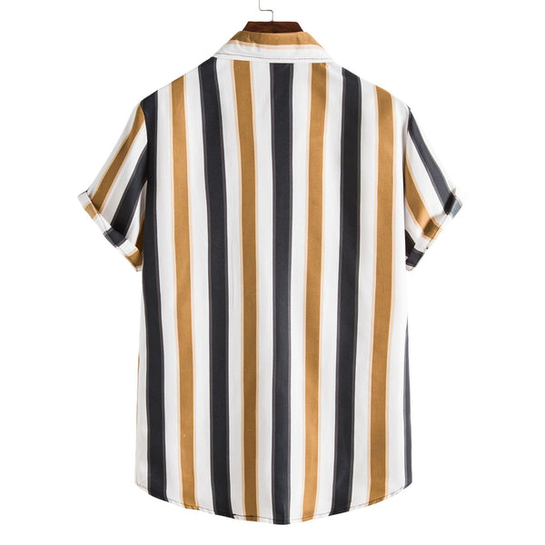 Camisa Casual Estampada para Hombre - Manga Corta con Cuello Solapa