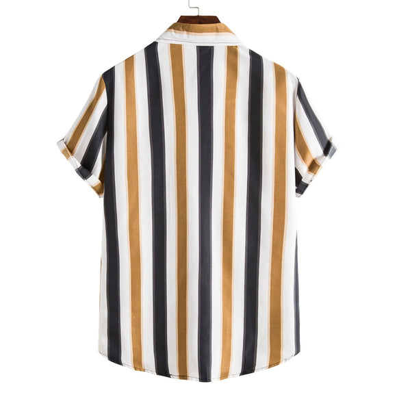 Camisa Casual Estampada para Hombre - Manga Corta con Cuello Solapa