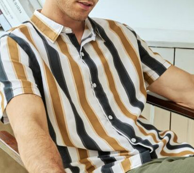 Camisa Casual Estampada para Hombre - Manga Corta con Cuello Solapa - Image 4