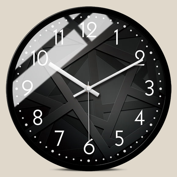 Reloj de Pared Nórdico Minimalista Blanco y Negro con Movimiento Silencioso