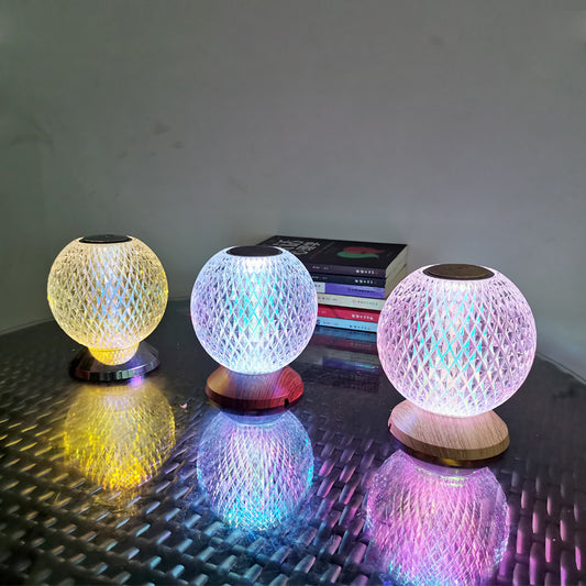 Lámpara de Mesa Táctil de Cristal con Luz RGB