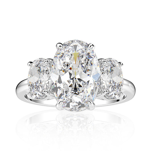Anillo de Diamante Carbono Alto en Oro Blanco 18K con Cuatro Puntas