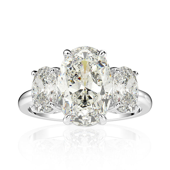 Anillo de Diamante Carbono Alto en Oro Blanco 18K con Cuatro Puntas