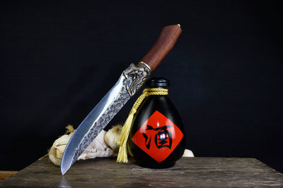 Cuchillo de Hueso Chilong con Mango de Caoba
