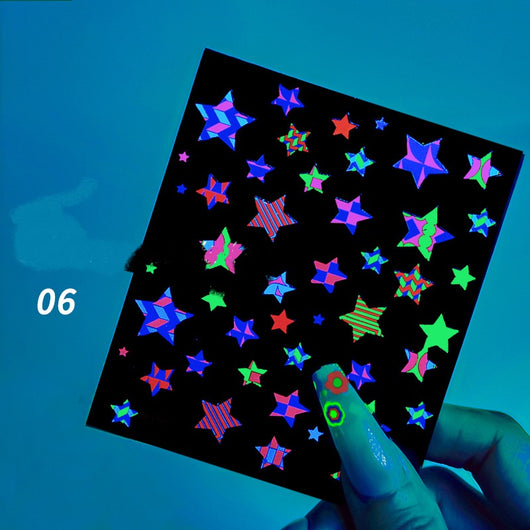 Adhesivos de Uñas Decorativos Estrella Fluorescente con Moño - Image 6