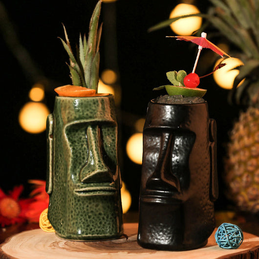 Taza Cerámica Tikí Rostro Humano - Vaso de Cerveza y Cóctel Estilo Isla de Pascua - Image 15