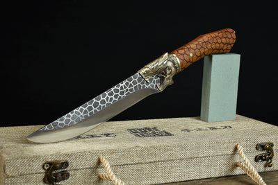 Cuchillo de Hueso Chilong con Acabado Latón Agrietado - Image 5