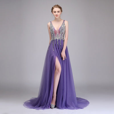 Vestido de Noche Elegante Escote en V con Cola Larga - Image 3