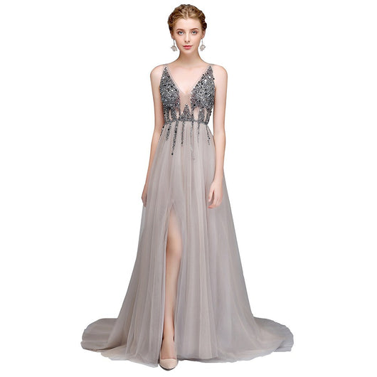 Vestido de Noche Elegante Escote en V con Cola Larga - Image 6