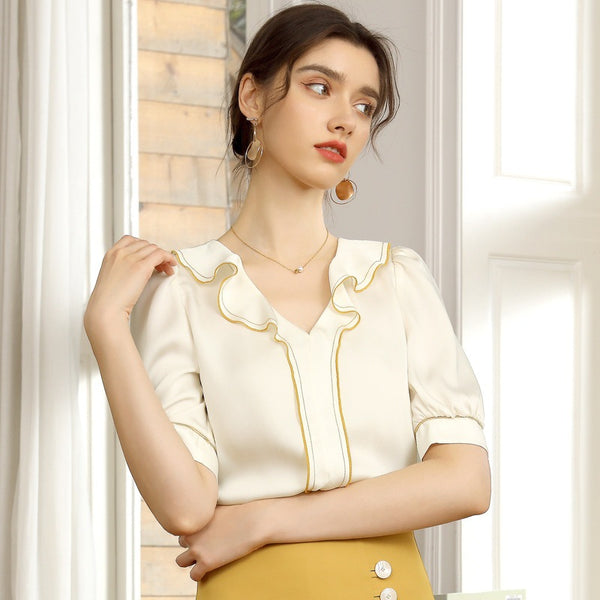 Blusa Corta Coreana con Volantes para Mujer - Estilo Verano