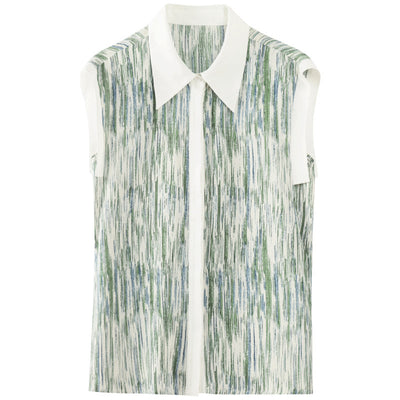 Blusa Chifón Estampado Gotas de Lluvia sin Mangas - Image 4