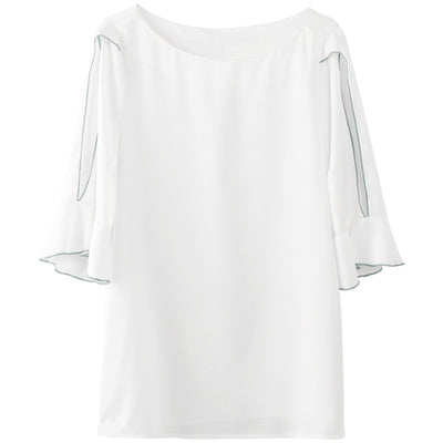 Blusa de Gasa Manga Corta Cuello Redondo - Image 8