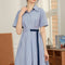 Vestido Camisero a Rayas con Cintura Marcada