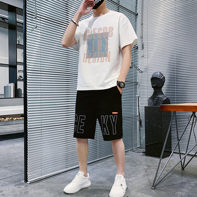 Conjunto Deportivo de Verano para Hombre - Camiseta Cuello Redondo + Pantalón Capri - Image 9