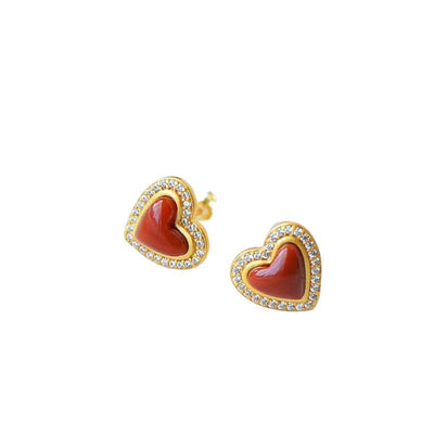 Aretes de Ágata Roja Natural Love en Plata Esterlina S925 - Image 9