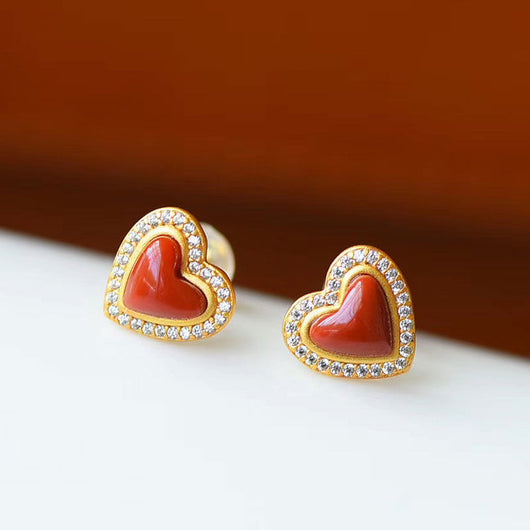 Aretes de Ágata Roja Natural Love en Plata Esterlina S925 - Image 10