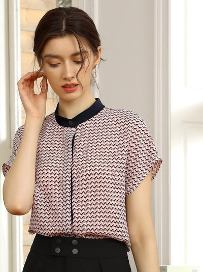 Blusa Estampada de Gasa para Mujer - Top Ligero de Manga Corta Perfecto para Verano - Image 8