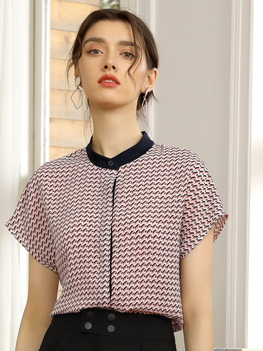 Blusa Estampada de Gasa para Mujer - Top Ligero de Manga Corta Perfecto para Verano - Image 9