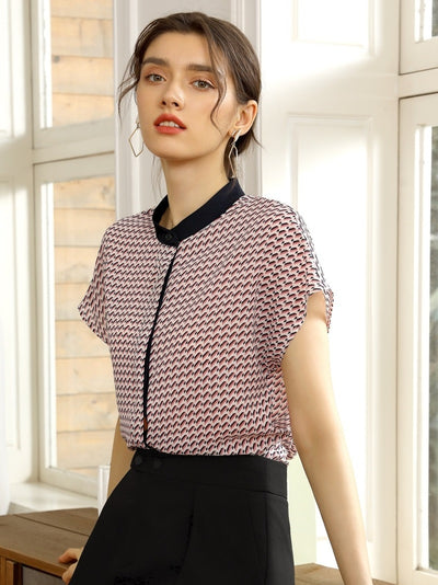Blusa Estampada de Gasa para Mujer - Top Ligero de Manga Corta Perfecto para Verano - Image 12