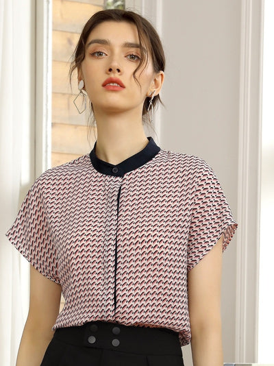 Blusa Estampada de Gasa para Mujer - Top Ligero de Manga Corta Perfecto para Verano - Image 5