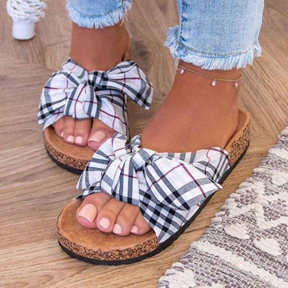 Sandalias Planas con Moño para Mujer - Estampado Leopardo y Soporte Ergonómico