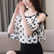 Blusa de Chiffon com Ombros de Fora e Manga Curta Estilo Ocidental para Mulheres