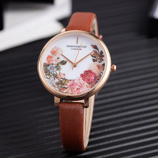 Reloj de Pulsera para Mujer Cuero PU Diseño Retro Floral Esfera Grande Cuarzo - Image 7