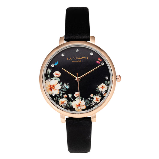 Reloj de Pulsera para Mujer Cuero PU Diseño Retro Floral Esfera Grande Cuarzo - Image 3