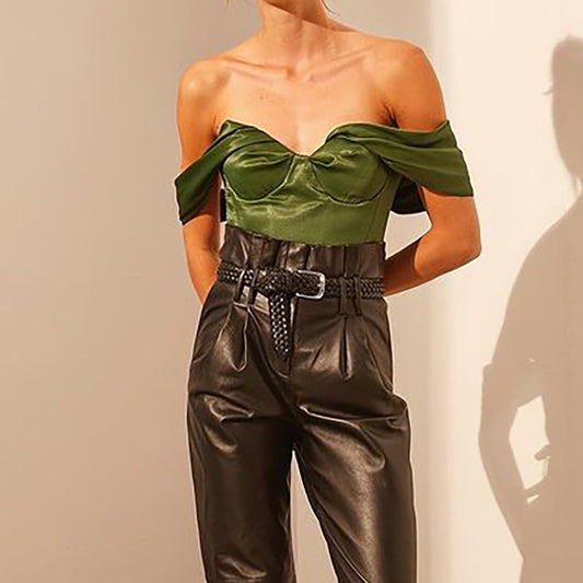 Blusa Ajustada de Un Hombro con Envolvente en el Pecho - Image 2