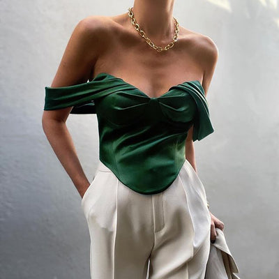 Blusa Ajustada de Un Hombro con Envolvente en el Pecho - Image 4