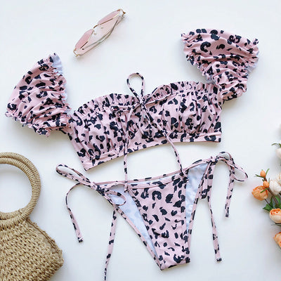 Bikini Asimétrico con Manga Abullonada y Tirantes Ajustables - Image 13