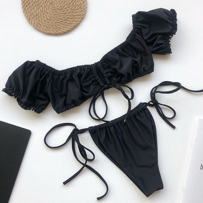 Bikini Asimétrico con Manga Abullonada y Tirantes Ajustables - Image 21