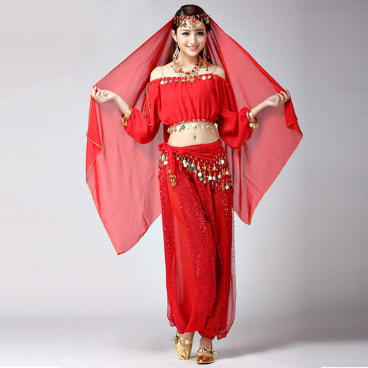 Traje de Danza del Vientre y Danzas Tradicionales con Pantalón Largo - Vestuario de Festivales - Image 2