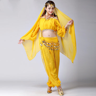 Traje de Danza del Vientre y Danzas Tradicionales con Pantalón Largo - Vestuario de Festivales