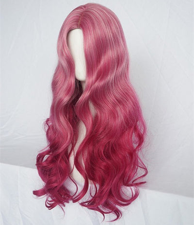 Peluca Larga Roja con Ondas Voluminosas y Flequillo - Image 4