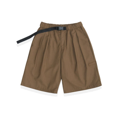 Pantalones Cortos Sueltos Estilo Japonés con Drapeado de Cinco Puntos