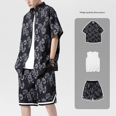 Traje de Verano para Hombre Elegante de Tres Piezas con Bermudas