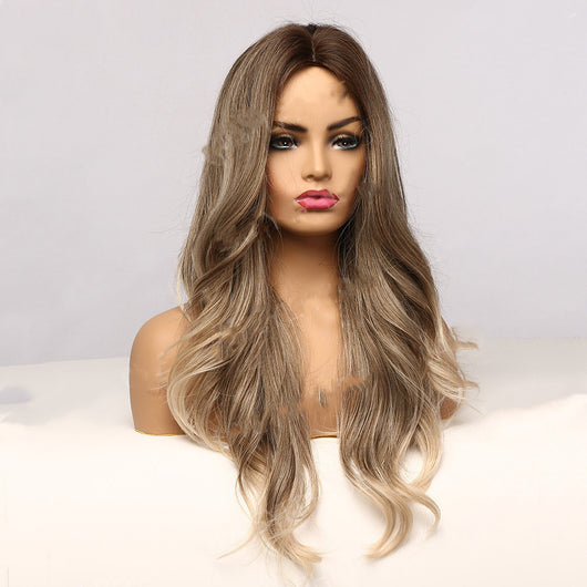 Peluca Larga Voluminosa Castaño y Dorado - Mezcla de Colores - Image 6