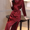 Vestido Largo de Satén Rojo Elegante para Mujer