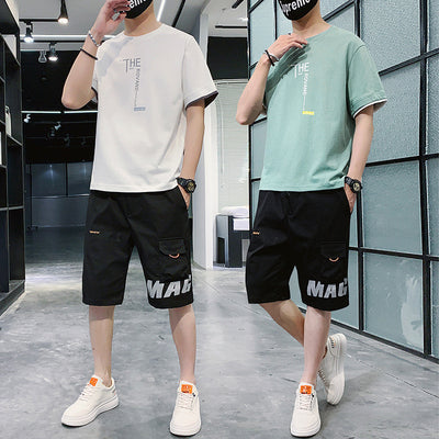 Camiseta Hombre Hip-hop Estilo Coreano Manga Corta Suelta y Casual