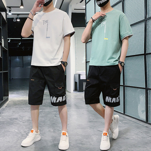 Camiseta Hombre Hip-hop Estilo Coreano Manga Corta Suelta y Casual