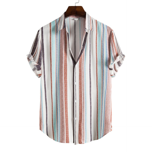 Camisa Casual de Hombre Estampada con Cuello Solapa