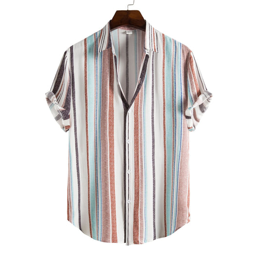 Camisa Casual de Hombre Estampada con Cuello Solapa